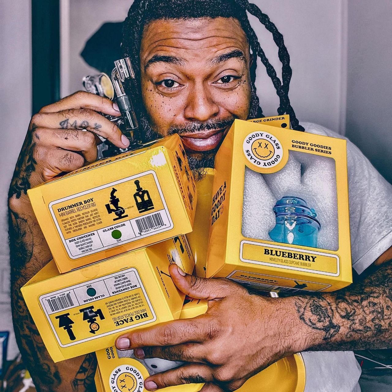 Carl with branded product